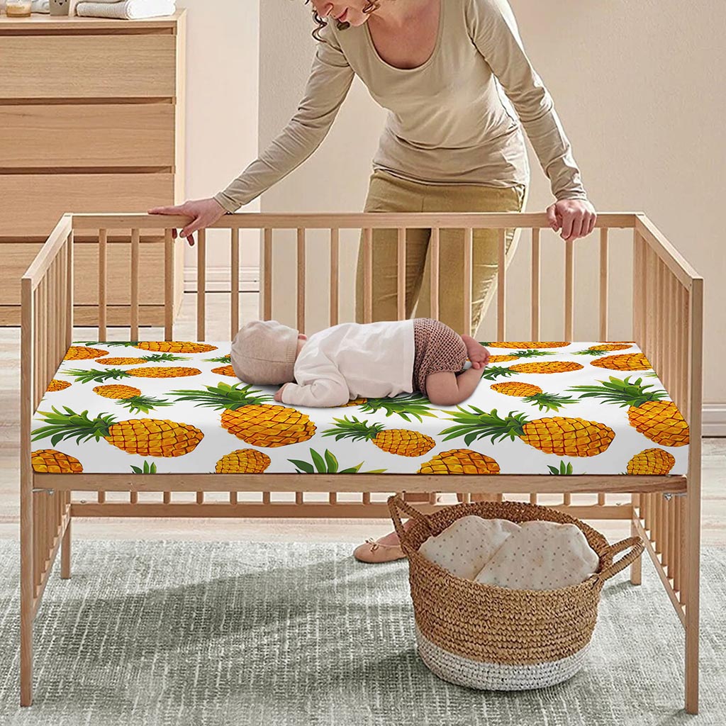 Summer Pineapple Pattern Print Baby Crib Sheet