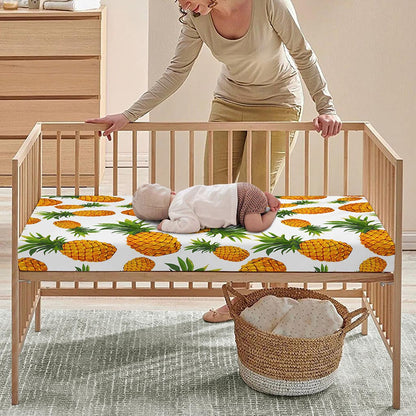 Summer Pineapple Pattern Print Baby Crib Sheet