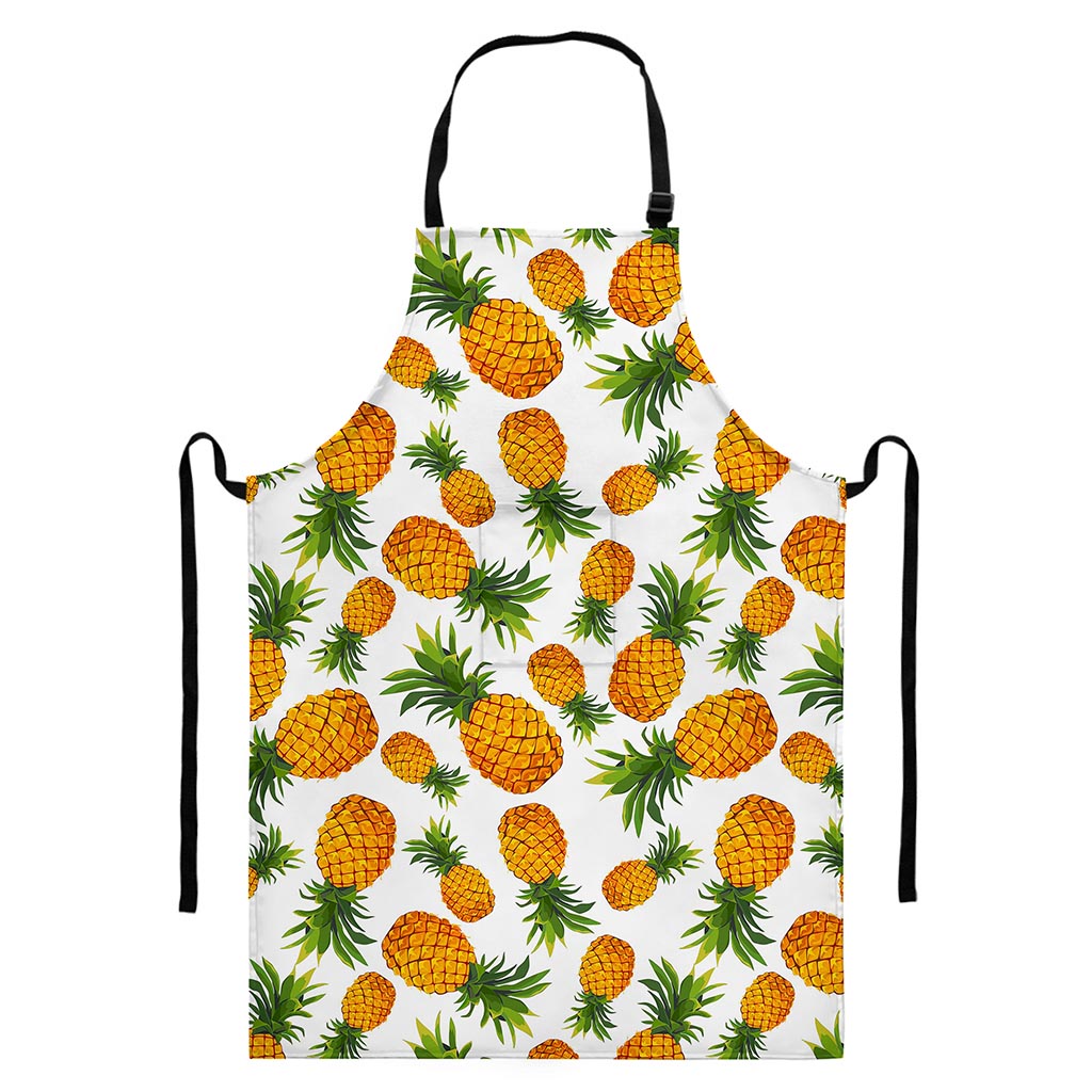 Summer Pineapple Pattern Print Bib Apron With Pocket