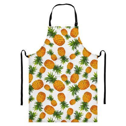 Summer Pineapple Pattern Print Bib Apron With Pocket