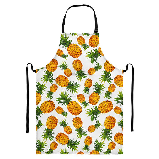 Summer Pineapple Pattern Print Bib Apron With Pocket