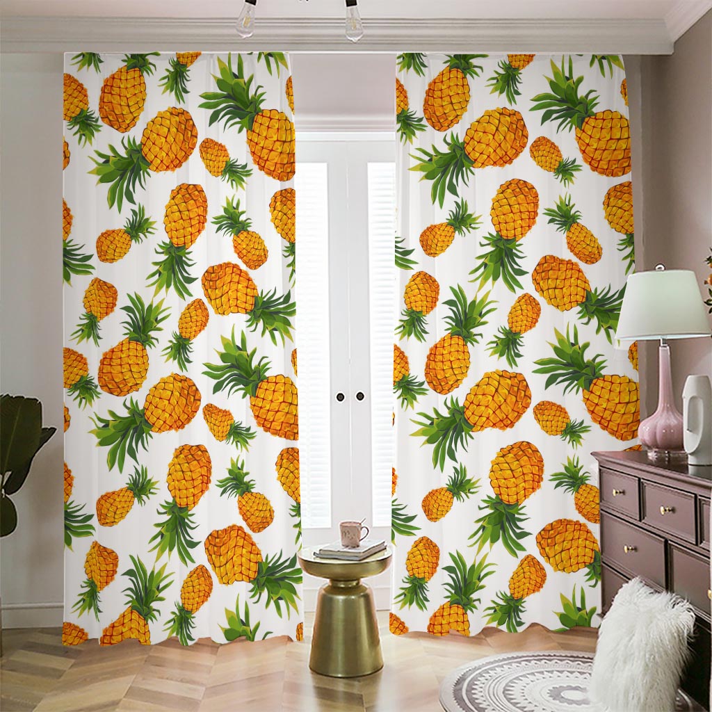 Summer Pineapple Pattern Print Blackout Pencil Pleat Curtains