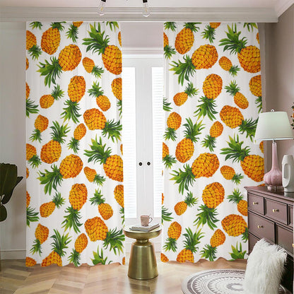 Summer Pineapple Pattern Print Blackout Pencil Pleat Curtains