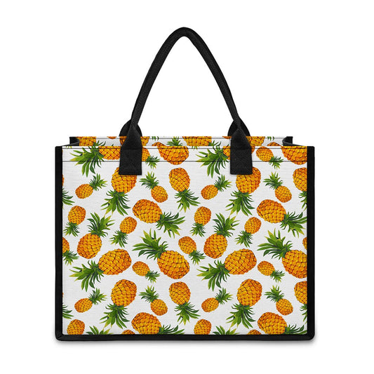 Summer Pineapple Pattern Print Canvas Tote Bag