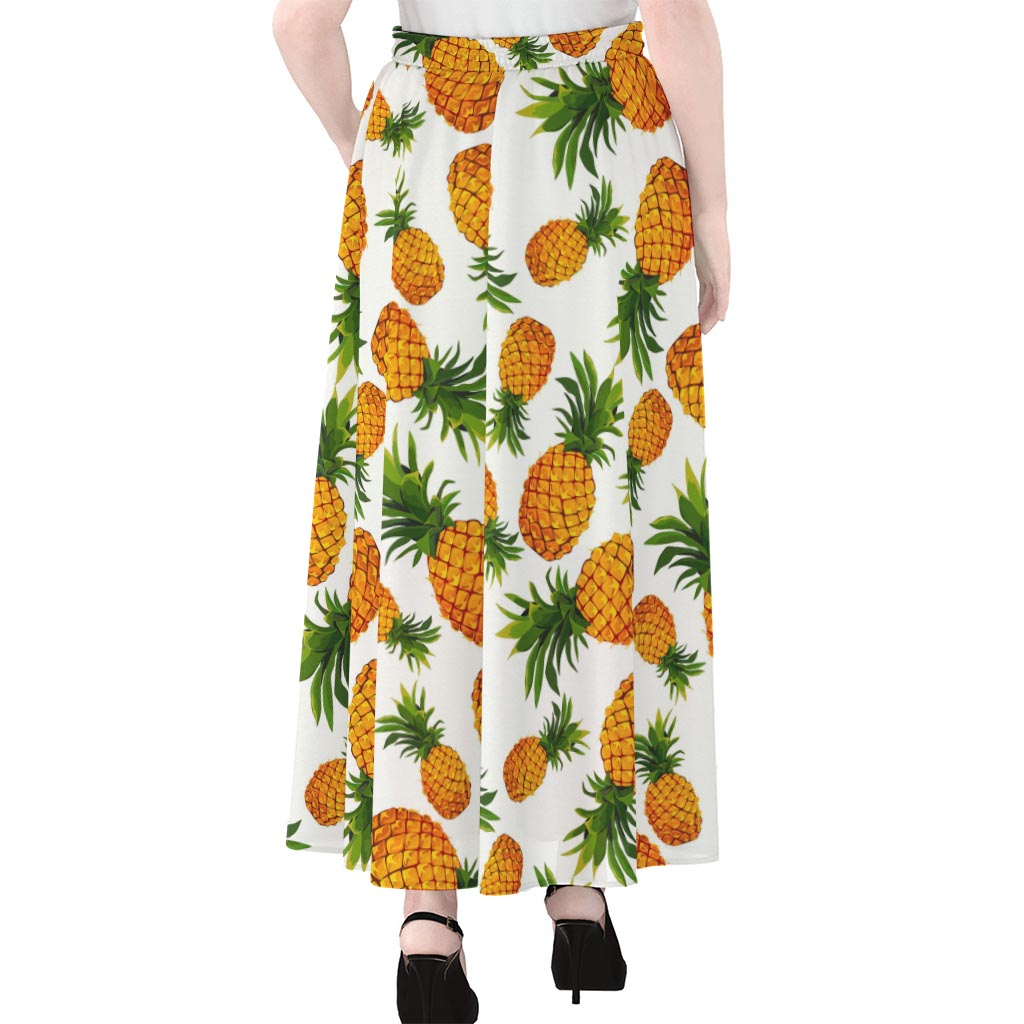 Summer Pineapple Pattern Print Chiffon Maxi Skirt