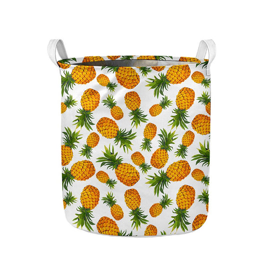 Summer Pineapple Pattern Print Collapsible Laundry Basket