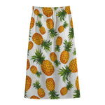Summer Pineapple Pattern Print Cotton Front Slit Maxi Skirt