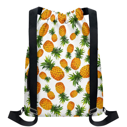 Summer Pineapple Pattern Print Drawstring Backpack