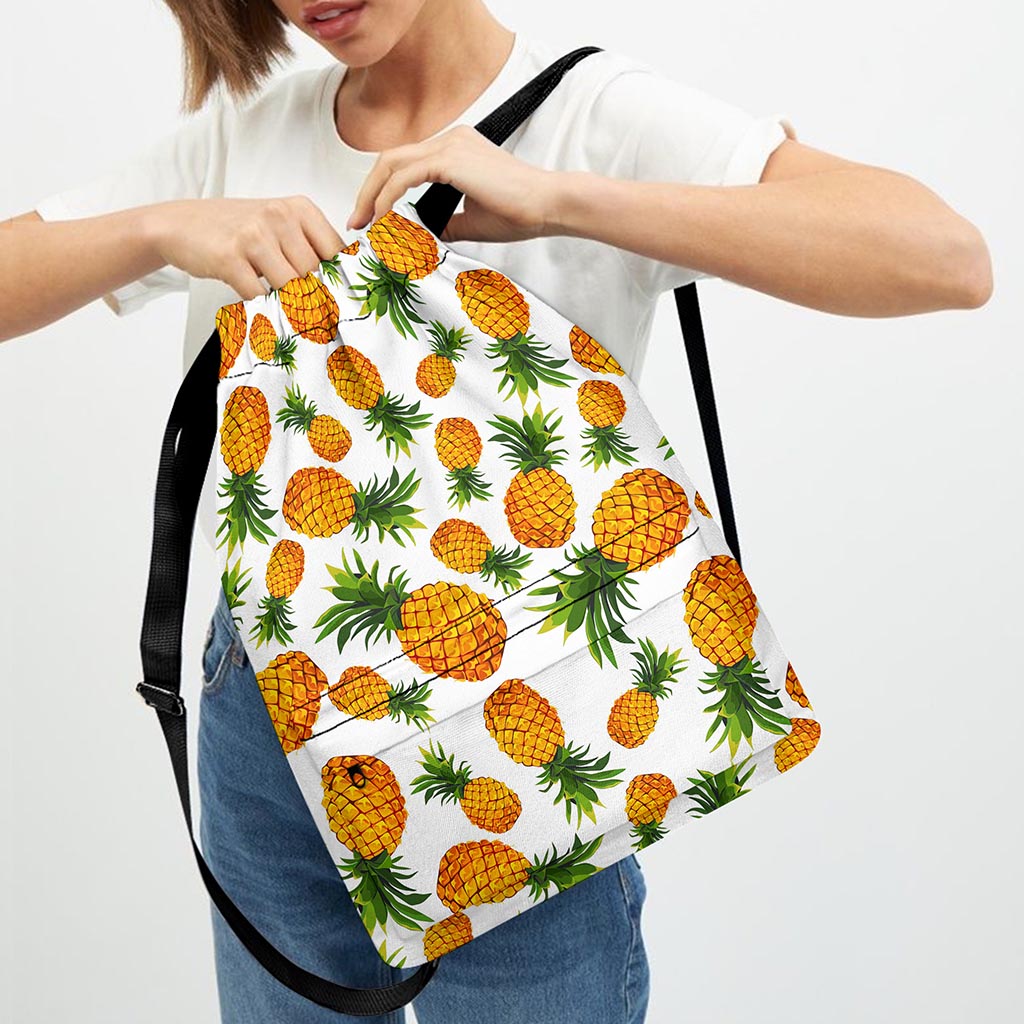 Summer Pineapple Pattern Print Drawstring Backpack
