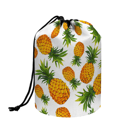 Summer Pineapple Pattern Print Drawstring Makeup Bag