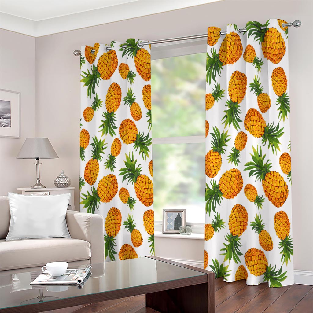 Summer Pineapple Pattern Print Extra Wide Grommet Curtains