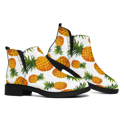 Summer Pineapple Pattern Print Flat Ankle Boots