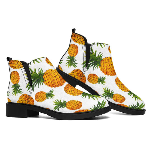 Summer Pineapple Pattern Print Flat Ankle Boots