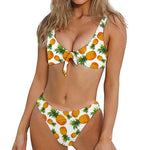 Summer Pineapple Pattern Print Front Bow Tie Bikini