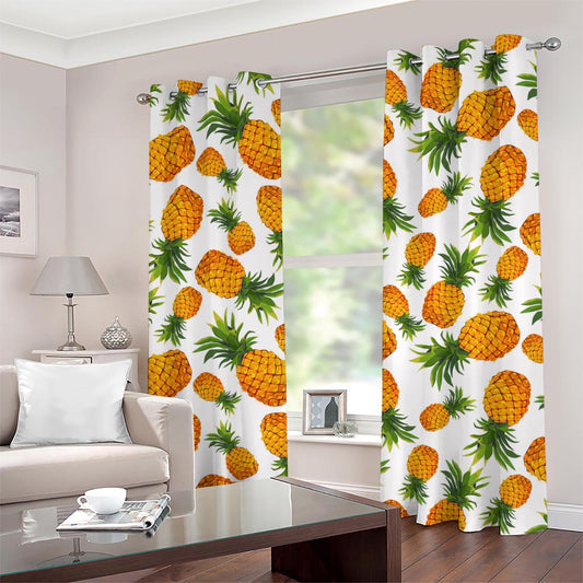 Summer Pineapple Pattern Print Grommet Curtains