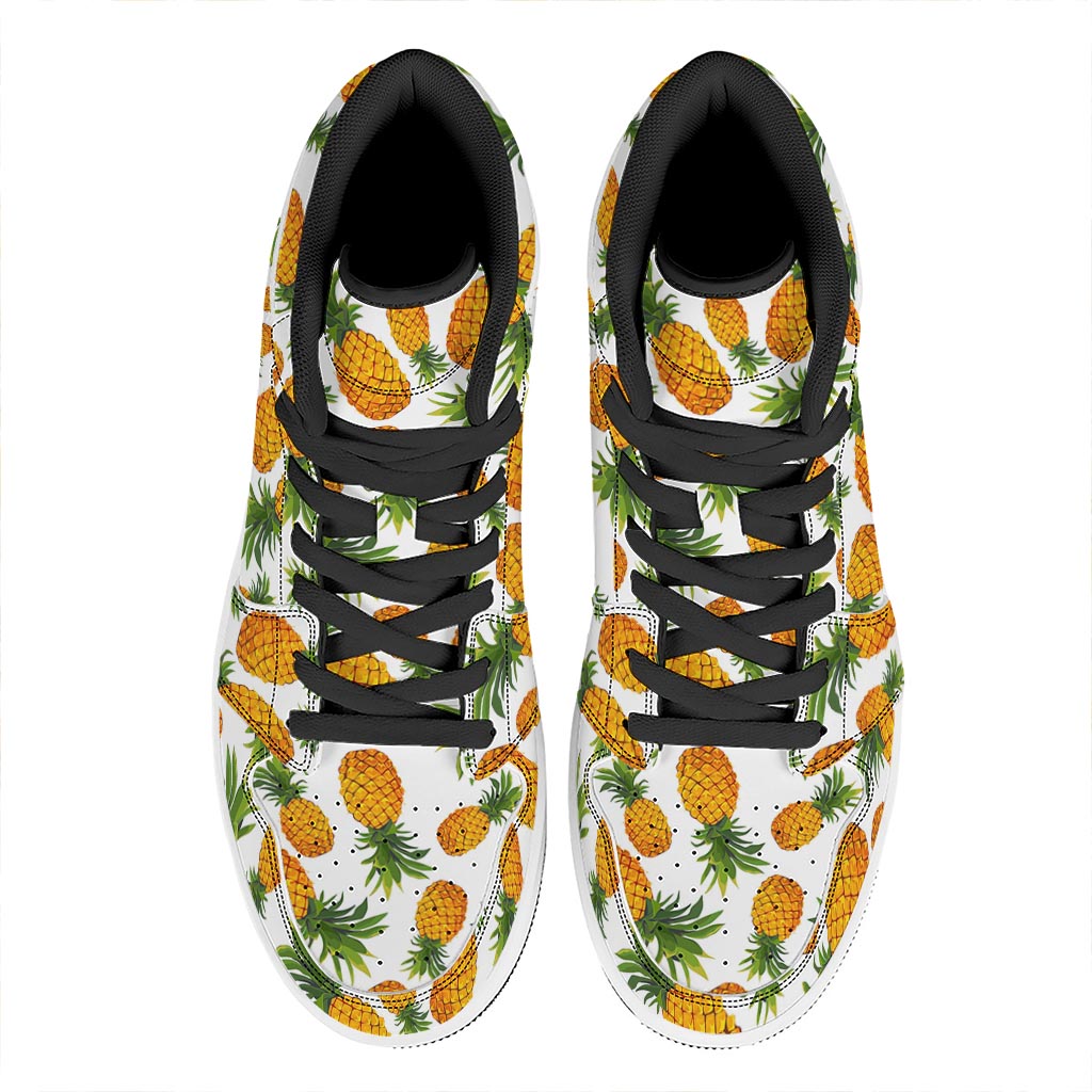 Summer Pineapple Pattern Print High Top Leather Sneakers