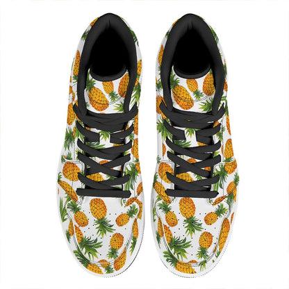 Summer Pineapple Pattern Print High Top Leather Sneakers