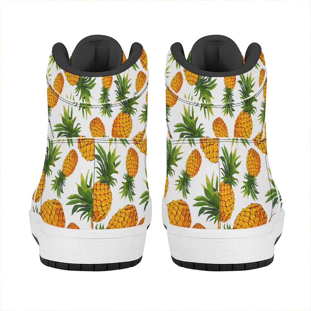 Summer Pineapple Pattern Print High Top Leather Sneakers
