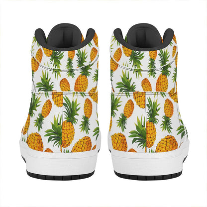 Summer Pineapple Pattern Print High Top Leather Sneakers