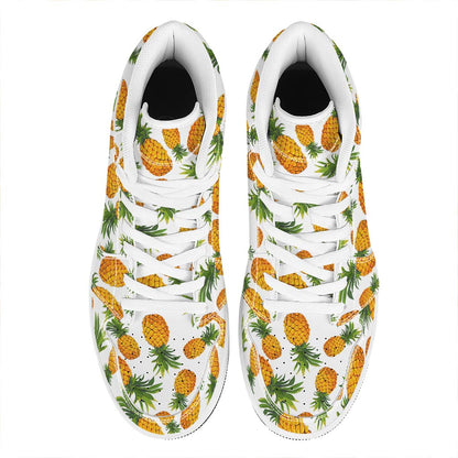Summer Pineapple Pattern Print High Top Leather Sneakers