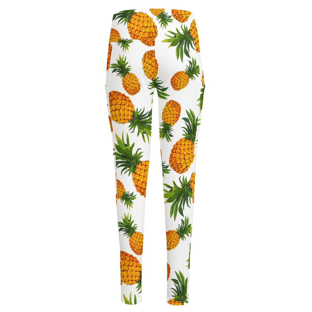 Summer Pineapple Pattern Print High-Waisted Pocket Leggings