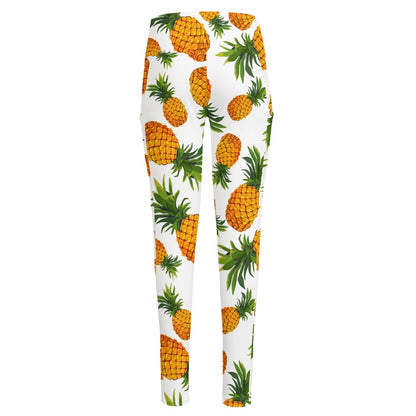 Summer Pineapple Pattern Print High-Waisted Pocket Leggings