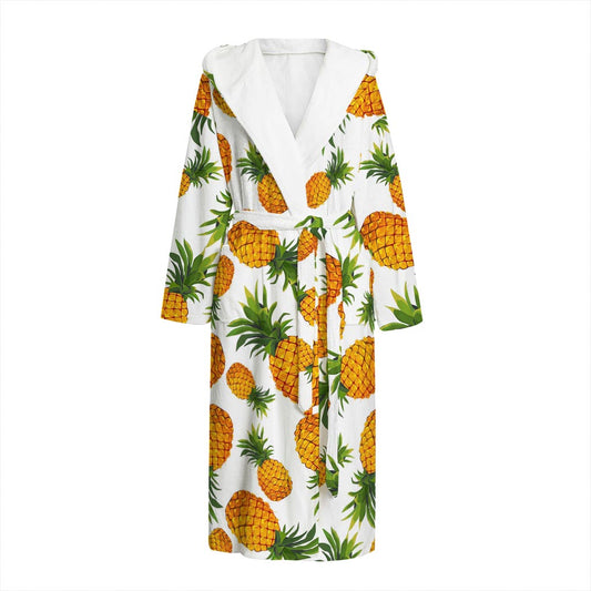 Summer Pineapple Pattern Print Hooded Bathrobe