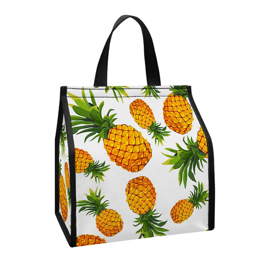 Summer Pineapple Pattern Print Insulated Lunch Tote