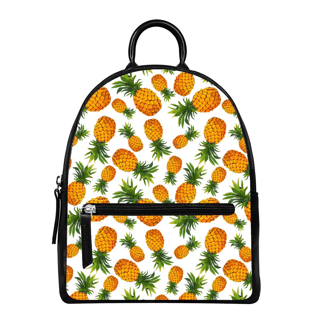 Summer Pineapple Pattern Print Leather Backpack