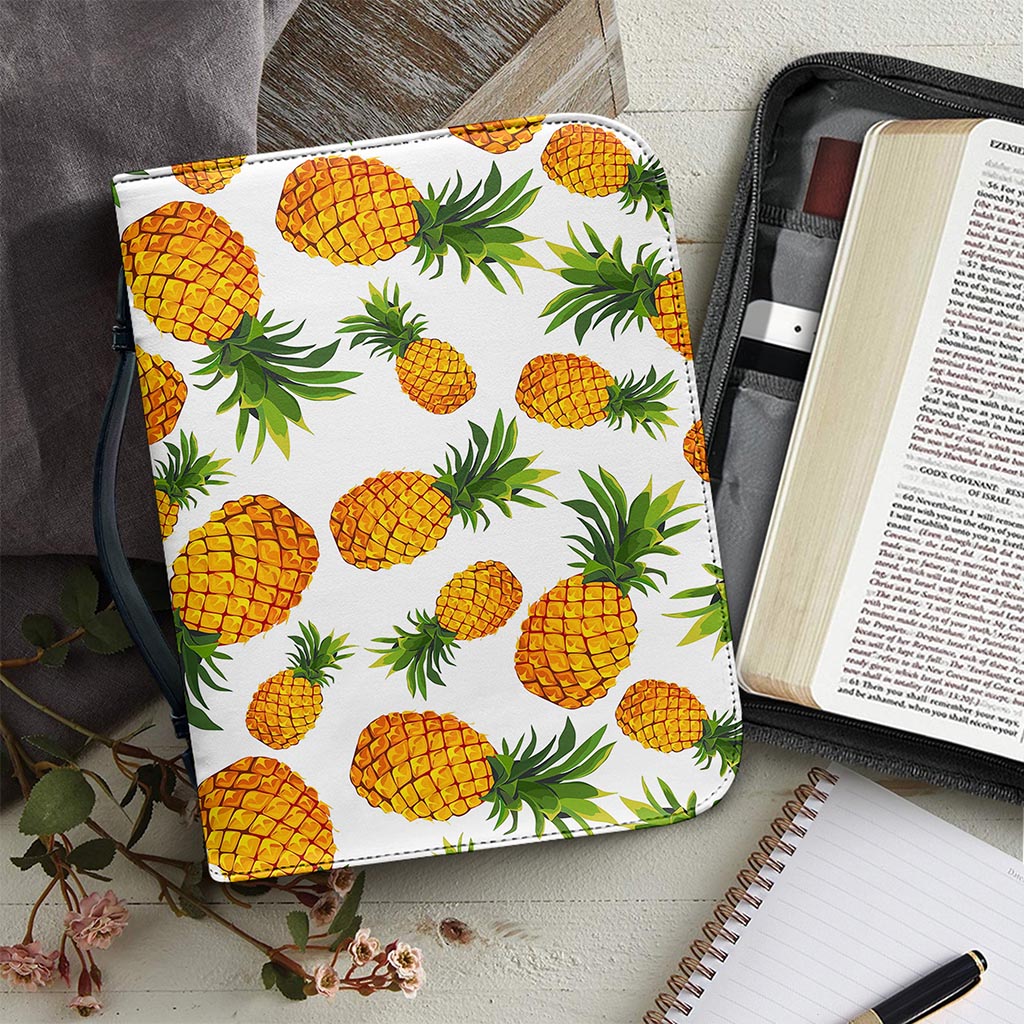 Summer Pineapple Pattern Print Leather Bible Cover