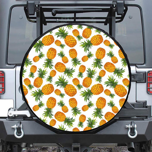 Summer Pineapple Pattern Print Leather Spare Tire Cover
