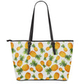 Summer Pineapple Pattern Print Leather Tote Bag With Zipper