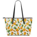 Summer Pineapple Pattern Print Leather Tote Bag