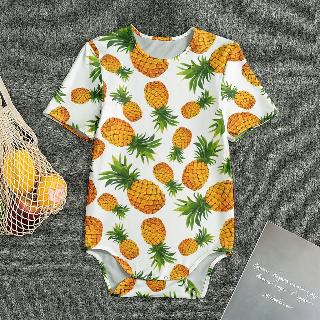 Summer Pineapple Pattern Print Men's Bodysuit
