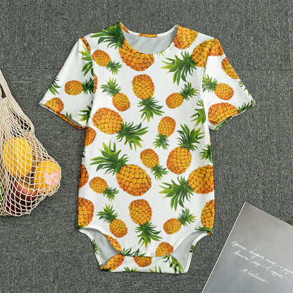 Summer Pineapple Pattern Print Men's Bodysuit