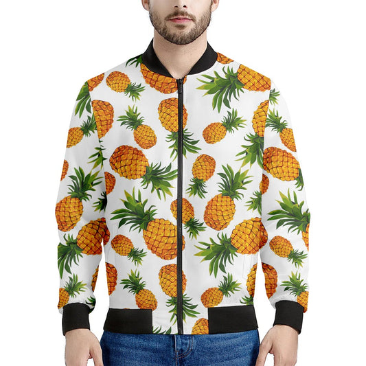 Summer Pineapple Pattern Print Men's Bomber Jacket