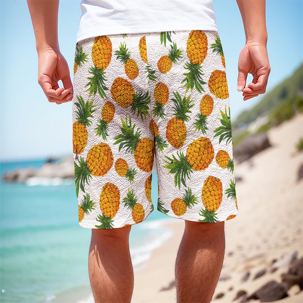 Summer Pineapple Pattern Print Men's Cargo Shorts
