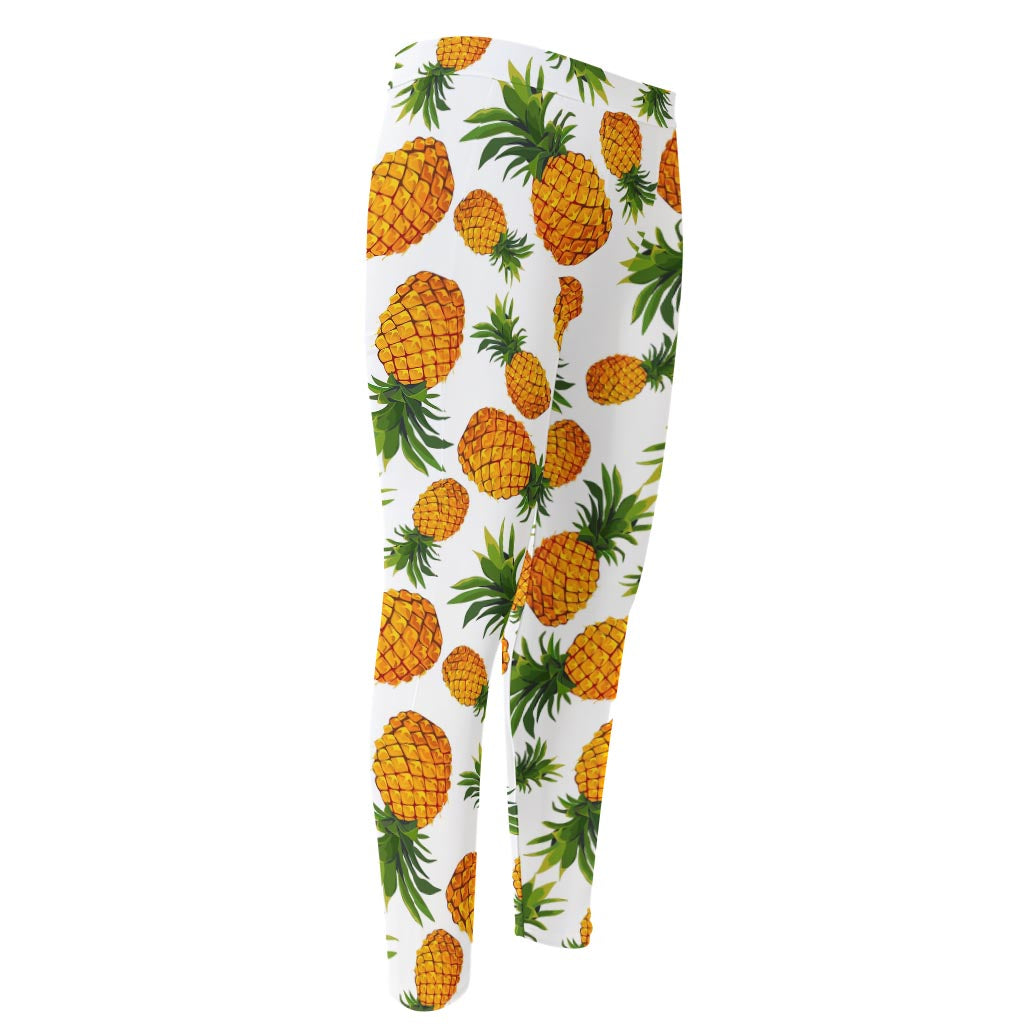 Summer Pineapple Pattern Print Men's Compression Pants