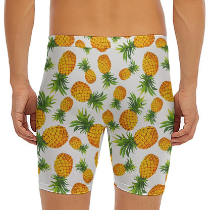 Summer Pineapple Pattern Print Men's Long Boxer Briefs