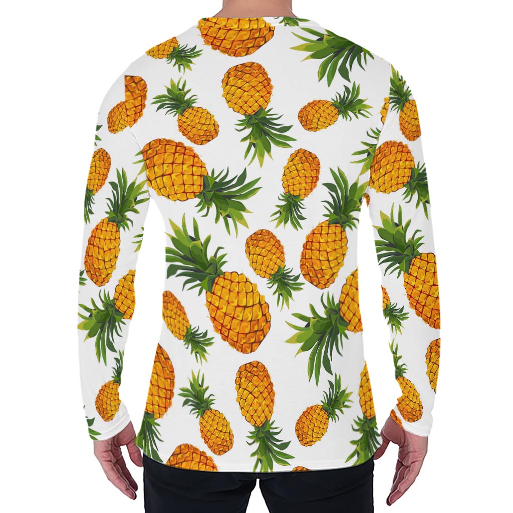 Summer Pineapple Pattern Print Men's Long Sleeve T-Shirt