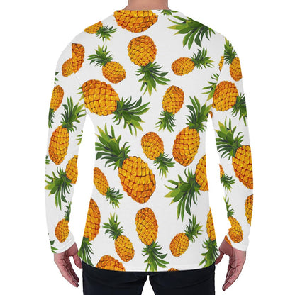 Summer Pineapple Pattern Print Men's Long Sleeve T-Shirt