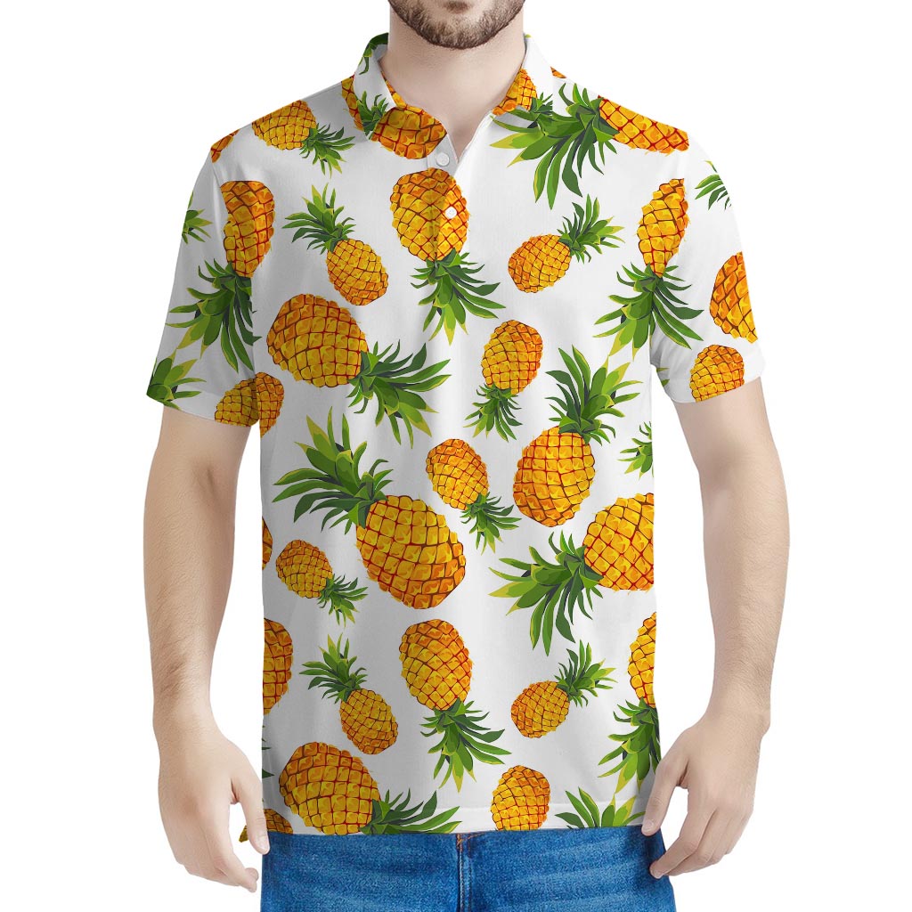 Summer Pineapple Pattern Print Men's Polo Shirt