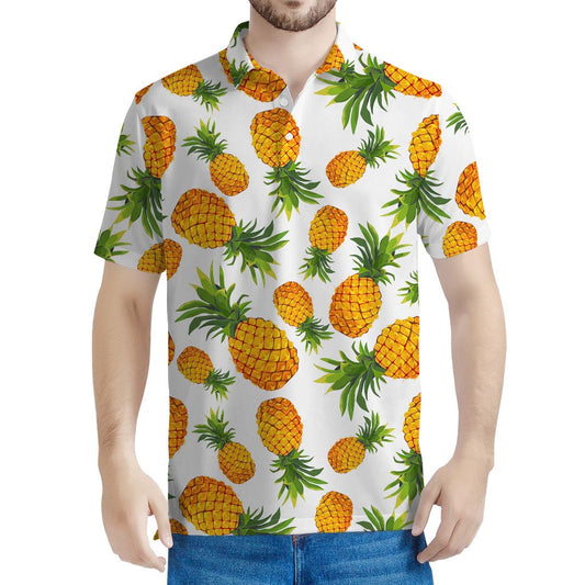 Summer Pineapple Pattern Print Men's Polo Shirt