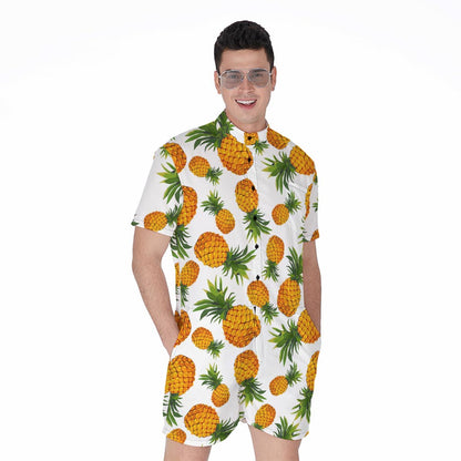Summer Pineapple Pattern Print Men's Rompers