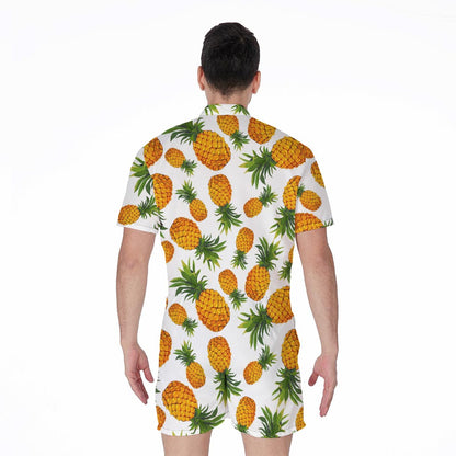 Summer Pineapple Pattern Print Men's Rompers