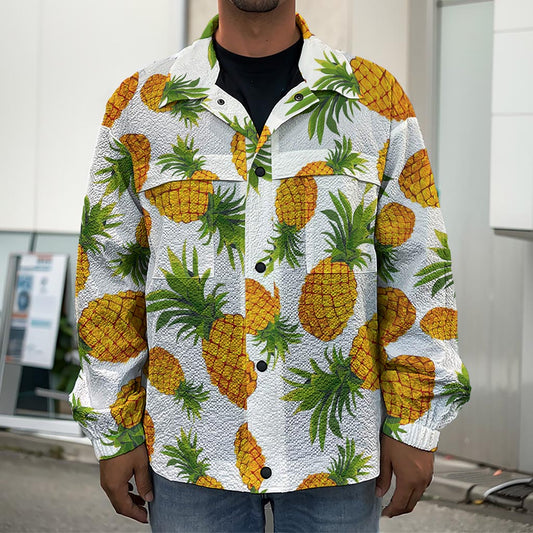 Summer Pineapple Pattern Print Men's Shirt Jacket