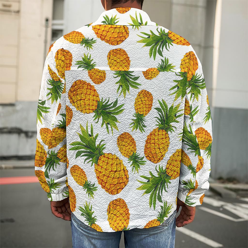 Summer Pineapple Pattern Print Men's Shirt Jacket