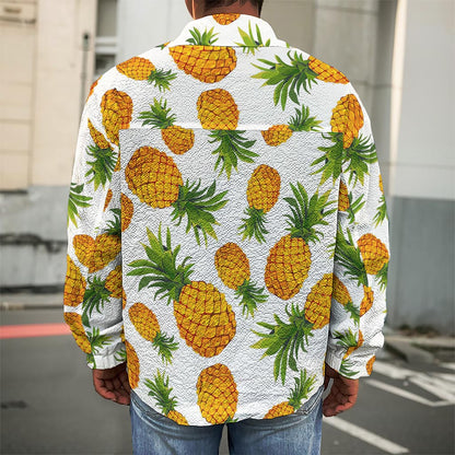 Summer Pineapple Pattern Print Men's Shirt Jacket