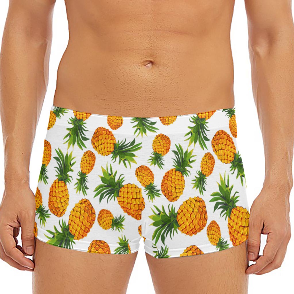 Summer Pineapple Pattern Print Men's Short Boxer Briefs