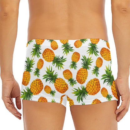 Summer Pineapple Pattern Print Men's Short Boxer Briefs